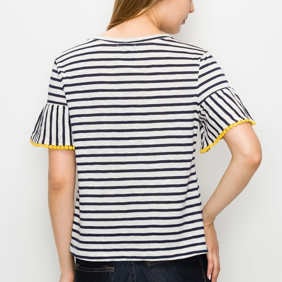 Anthro W5 Concepts Striped Embellished Hem Tee - Picture 2 of 8